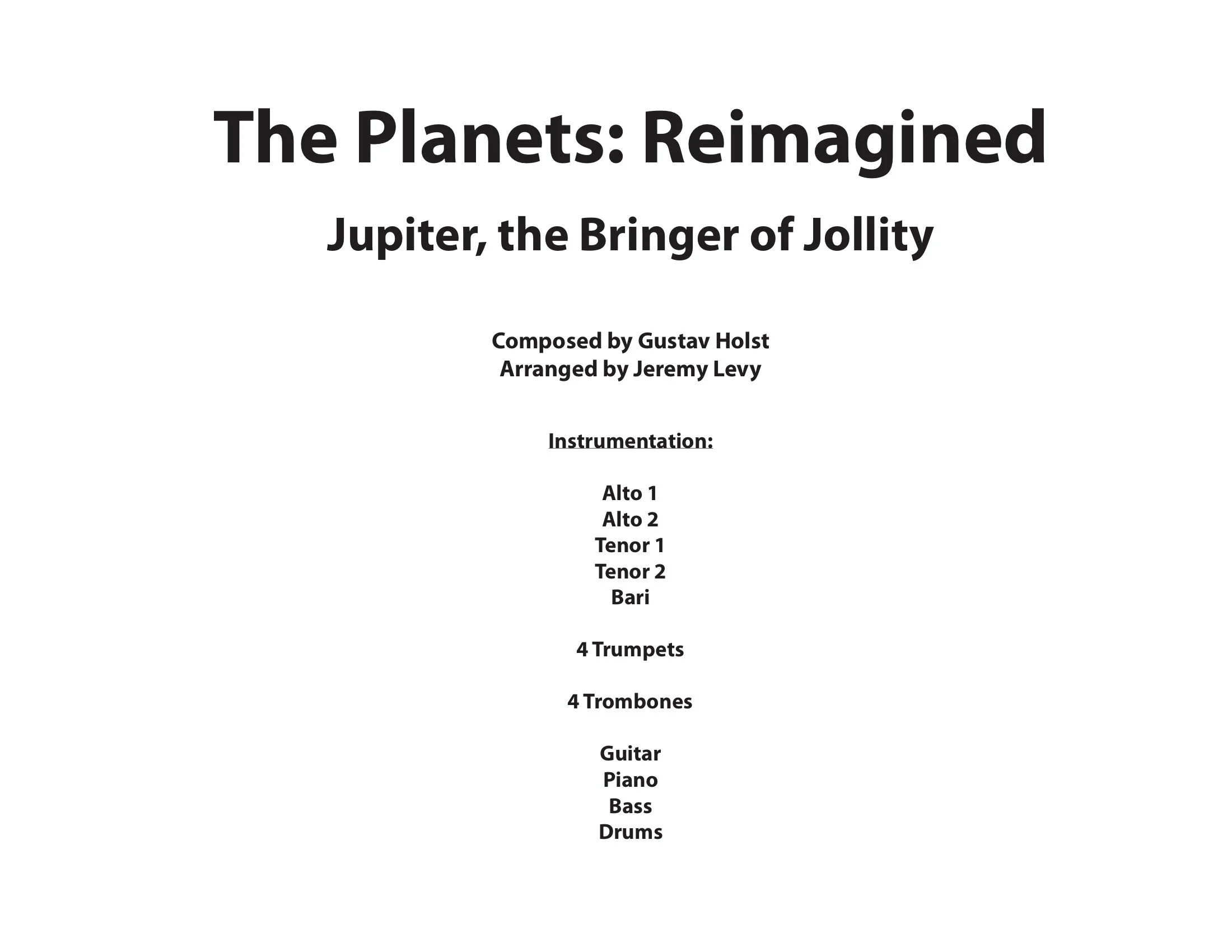Saturn, the Bringer of Old Age - Sheet Music — Jeremy Levy